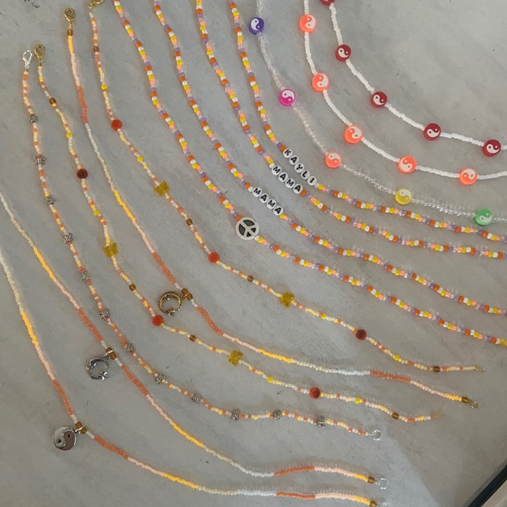 Handmade necklaces 90s Y2K yin yang peace beaded